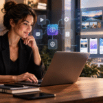 Emprendedor creando un producto digital con inteligencia artificial, automatizaciones y herramientas de desarrollo