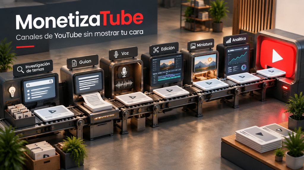 MonetizaTube y flujo de creación de canales de YouTube sin mostrar la cara