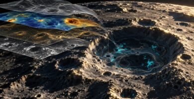 Capas de datos lunares convergen sobre un cráter para estimar hielo y cartografiar el terreno