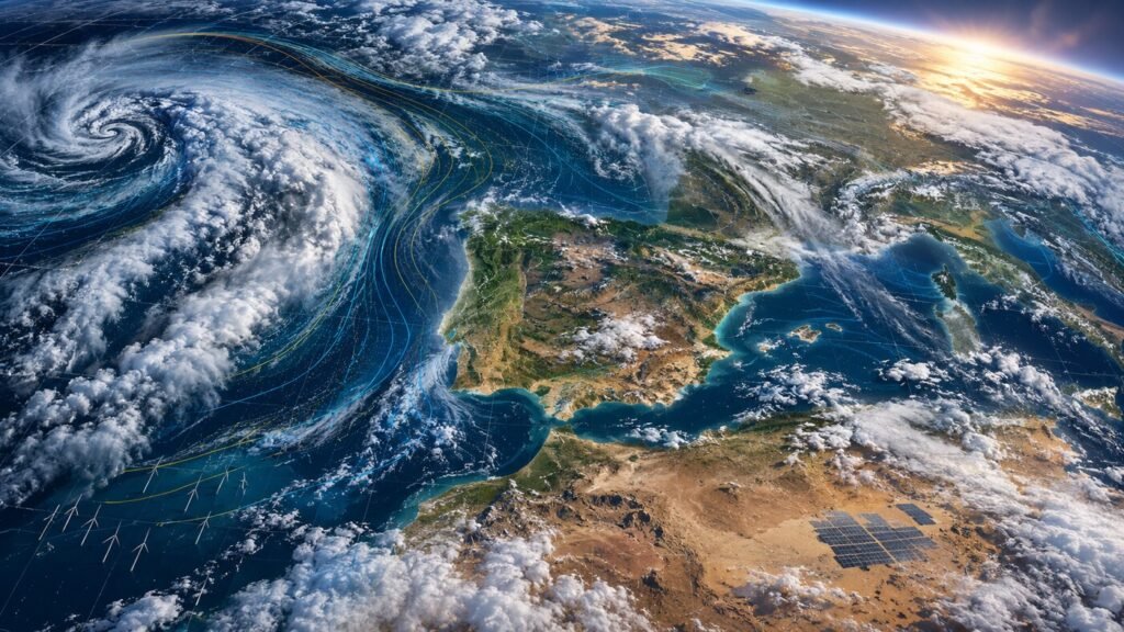 Satélites y capas meteorológicas de IA analizan nubes sobre la península ibérica y el Mediterráneo