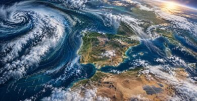 Satélites y capas meteorológicas de IA analizan nubes sobre la península ibérica y el Mediterráneo