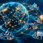Mapa mundial conectado con iconos de distintas actividades laborales analizadas en OpenAI Signals