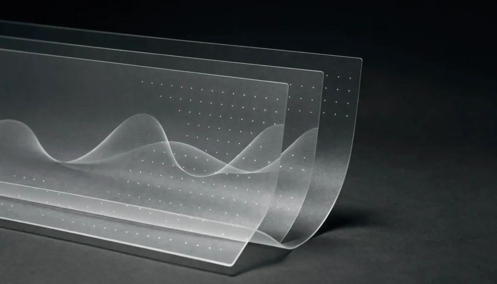 Concepto visual de una marca de agua invisible aplicada a textos generados por IA