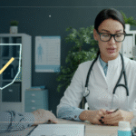 Composición editorial exclusiva de FormateconIA: escena de atención sanitaria con un escudo y marca de verificación que simboliza la supervisión humana de la inteligencia artificial clínica. Fotografía base de Vitaly Gariev (Unsplash).