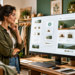 Persona creando una tienda online con ayuda de inteligencia artificial conversacional