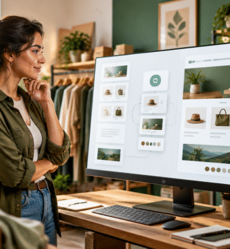 Persona creando una tienda online con ayuda de inteligencia artificial conversacional