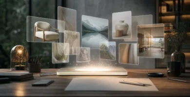 Composición editorial sobre anuncios visuales y generación de imágenes con inteligencia artificial